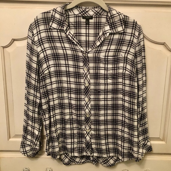 Talbots Tops - Talbot’s Black and White Plaid Blouse